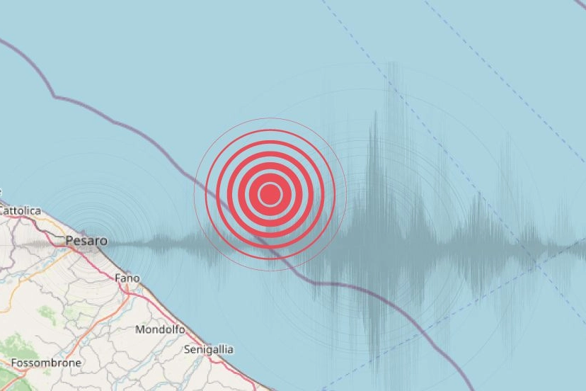 Terremoto, l'epicentro della scossa di magnitudo 3.9 registrata sulla costa anconetana