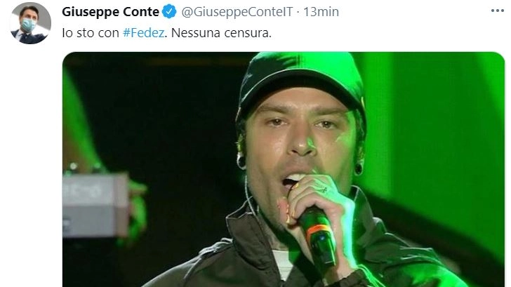 Il tweet di Conte su Fedez (Dire)