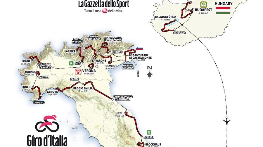 Giro d'Italia 2022: la cartina della planimetria generale