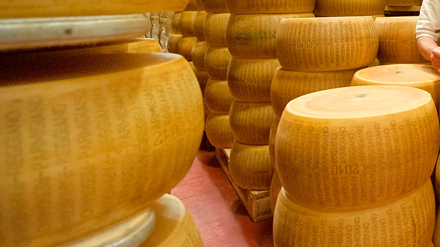 Una foto generica  di forme di Parmigiano 