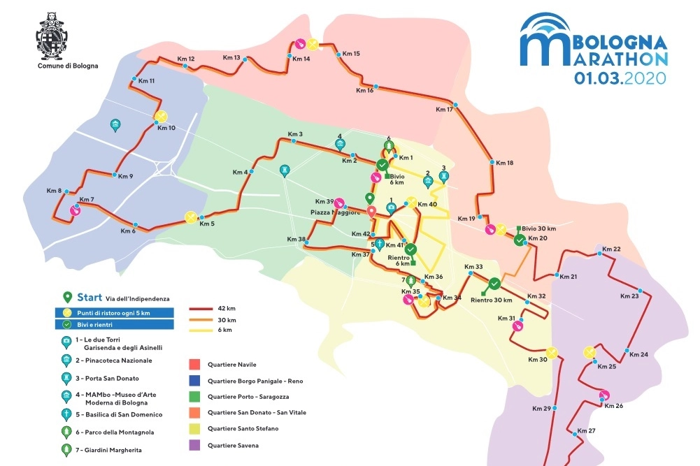 La mappa della Bologna Marathon 2020
