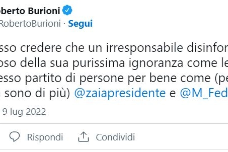 Il tweet di Burioni contro il leghista Alex Bazzaro