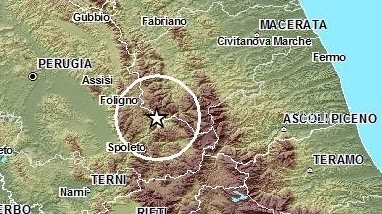 L’area tra Macerata e Perugia interessata dalla scossa di terremoto (Fonte Ingv.it)