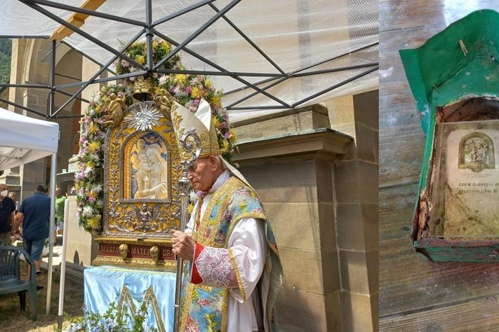 Il cardinale Simoni a Boccadirio e il tabernacolo mariano (Vieri Lascialfari)