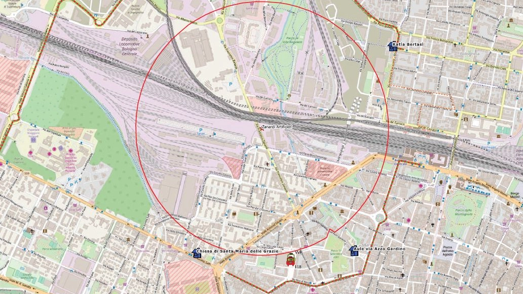 Bologna, bomba in via Zanardi: la danger zone