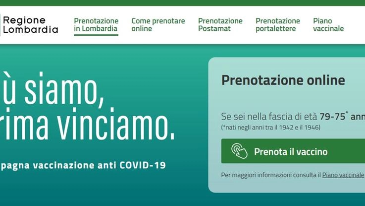 Il sito di Poste Italiane per la prenotazione del vaccino