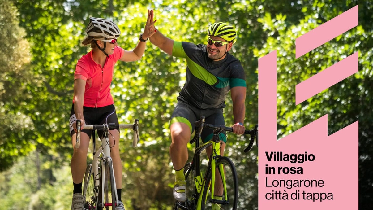 Villaggio rosa a Longarone tappa bellunese del Giro d'Italia verso le Tre cime di Lavaredo