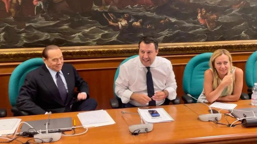 Silvio Berlusconi, Matteo Salvini e Giorgia Meloni al vertice del centrodestra