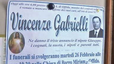 Ascoli, il manifesto funebre di Vincenzo Gabrielli