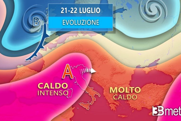 Caldo estremo in Italia, quanto durerà (3bmeteo)