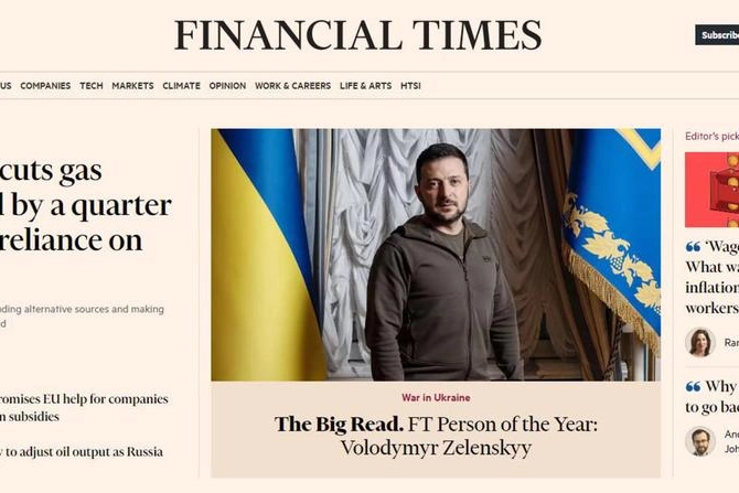 Financial Times: Zelensky personaggio dell'anno (Ansa) 