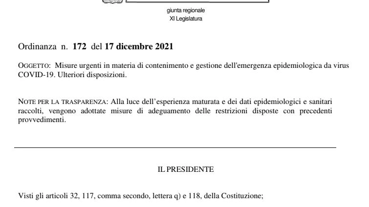 Covid: Zaia firma l'ordinanza per il Veneto