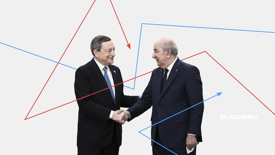 Mario Draghi e il presidente algerino Abdelmadjid Tebboune