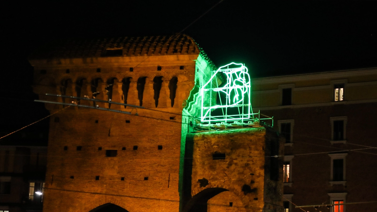 L’installazione al neon 'Zero' a Porta San Donato 