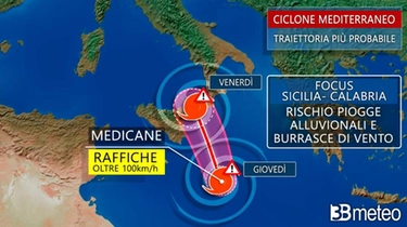 Ecco la traiettoria del Medicane: le zone nel mirino dell'uragano mediterraneo