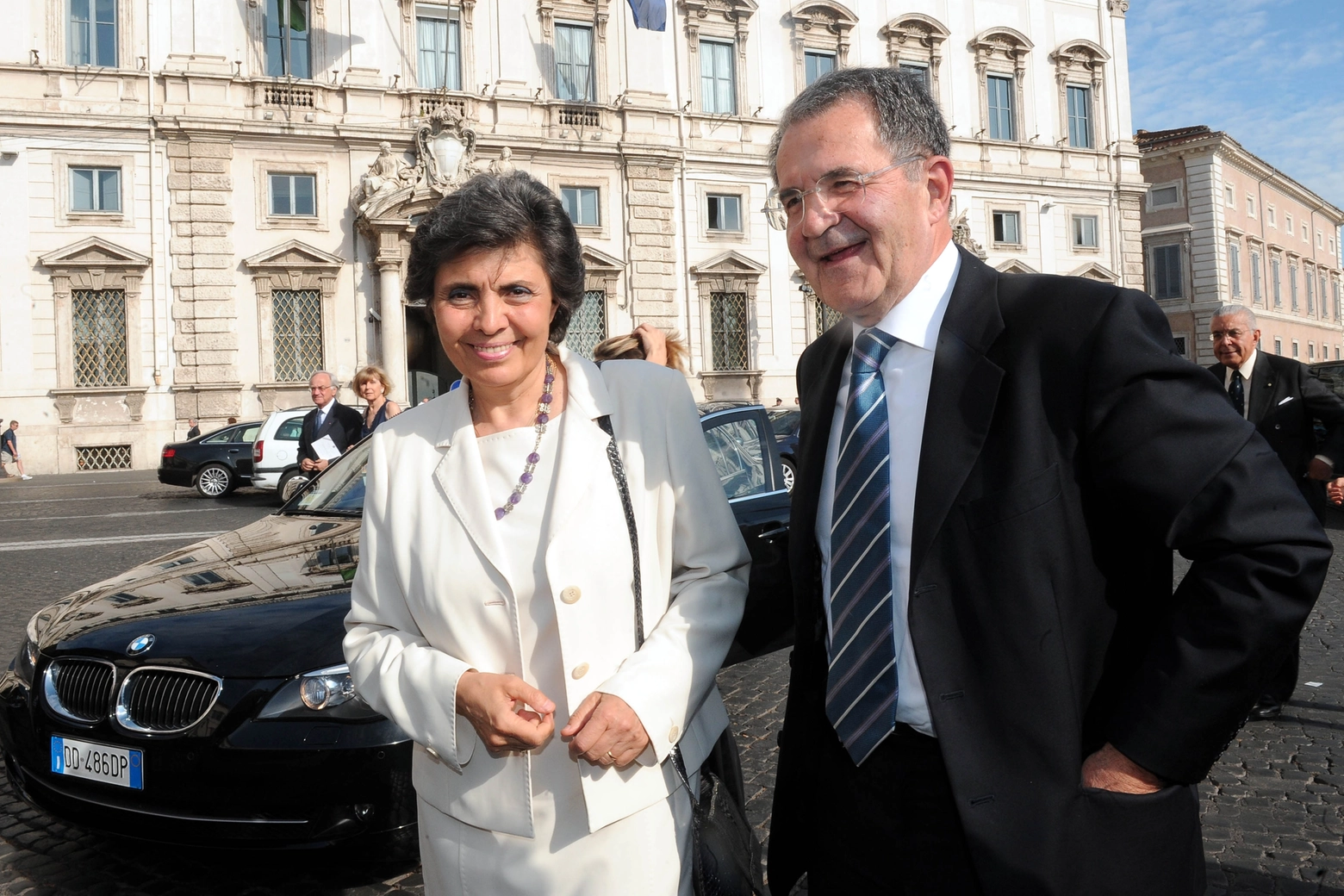 Flavia Franzoni e Romano Prodi durante un ricevimento al Quirinale