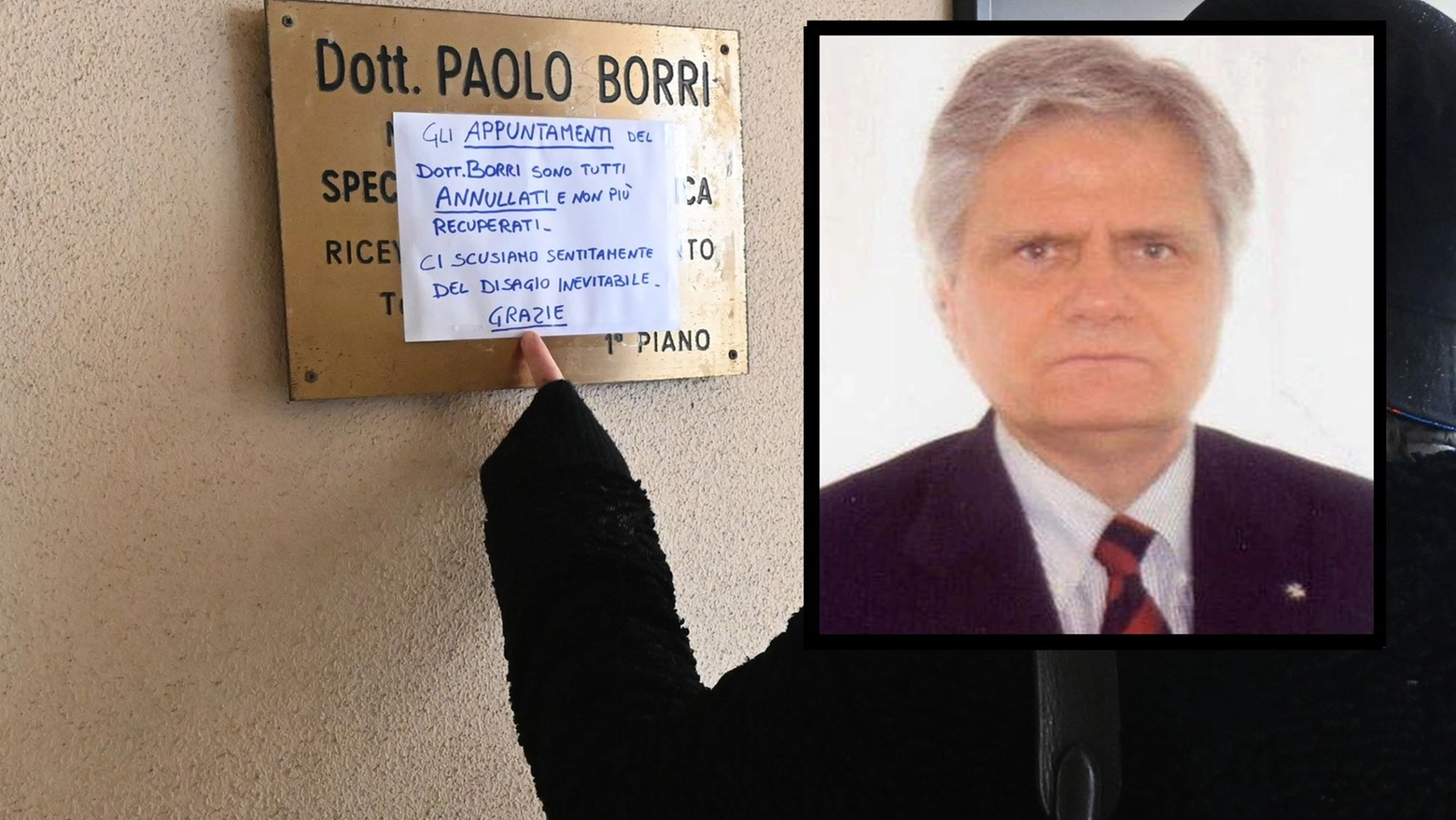 Paolo Borri e la targa dell'ambulatorio a San Lazzaro