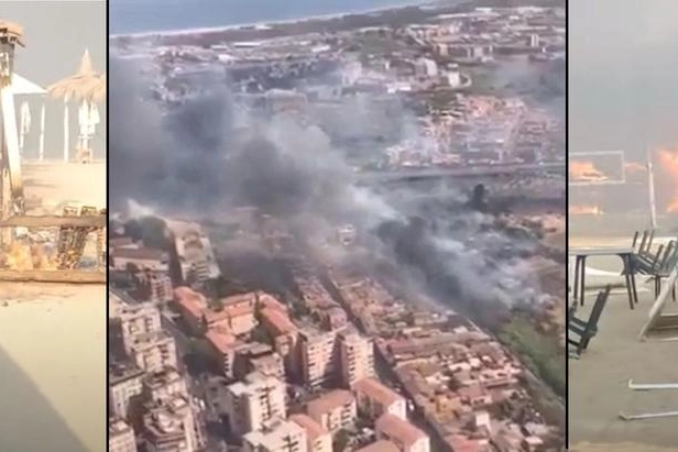 Inferno a Catania: a fuoco il lido le Capannine. Fumo sulla città
