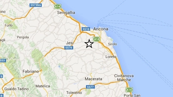 Terremoto in provincia di Ancona, avvertito anche nella riviera del Conero (foto Ingv)
