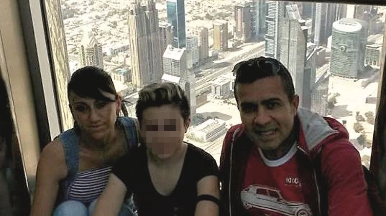 Ilenia Fabbri con il marito Claudio Nanni e la loro figlia, in vacanza a Dubai