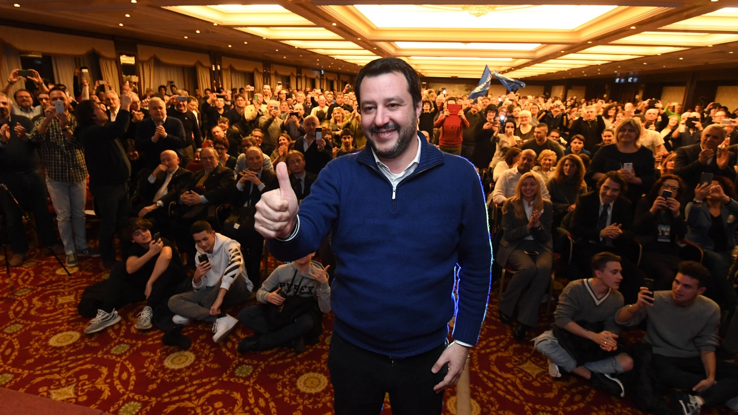 Il segretario del Carroccio Matteo Salvini al Royal Hotel Carlton (Foto Schicchi) 