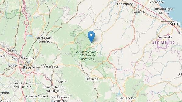 Terremoto tra Forlì e Cesena, epicentro a Premilcuore (Fonte Ingv OpenStreetMap)