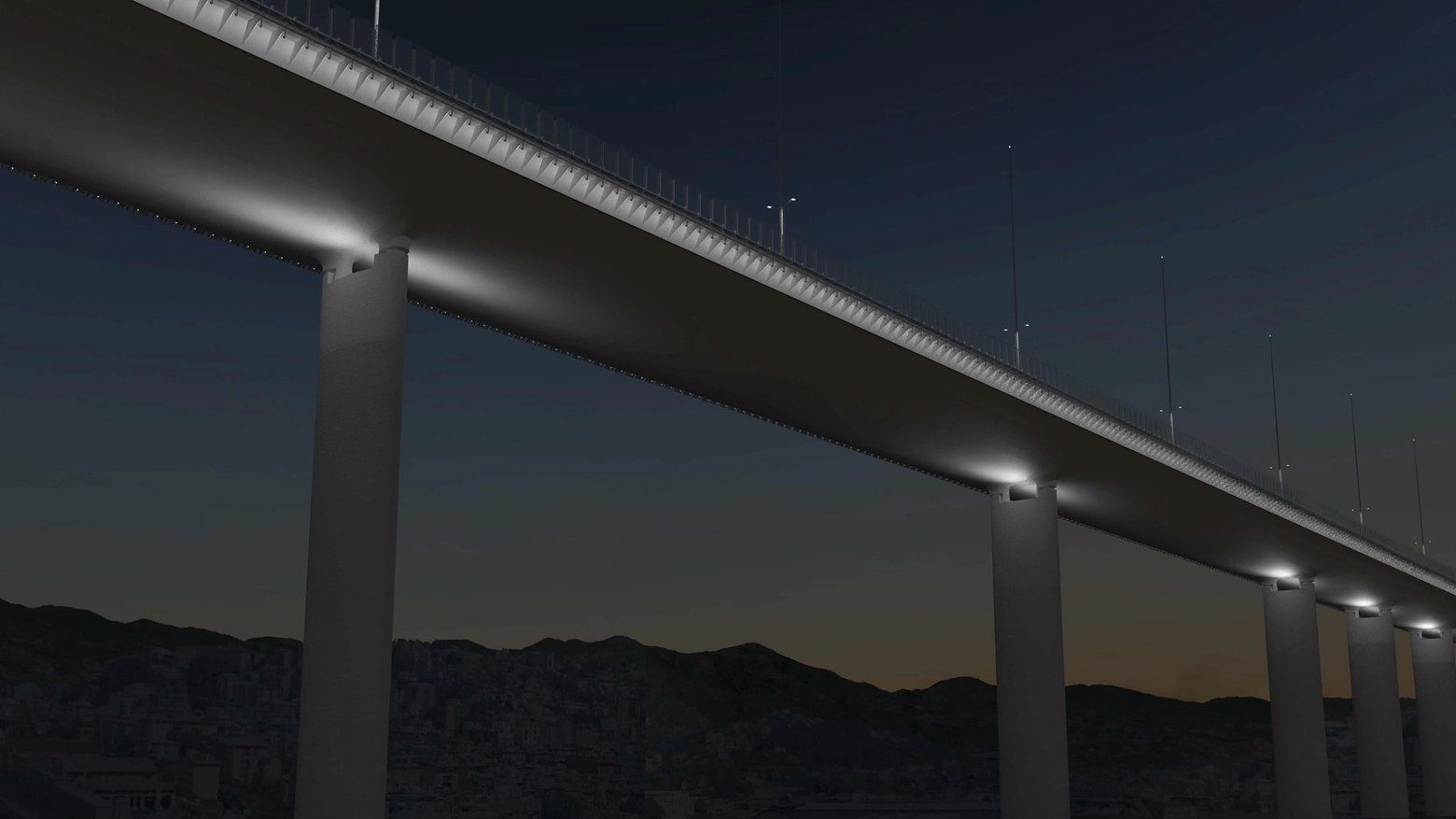 Così sarà illuminato il ponte di Genova 