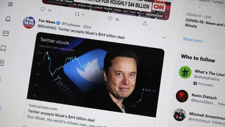 L'annuncio dell'acquisto di Twitter da parte di Elon Musk