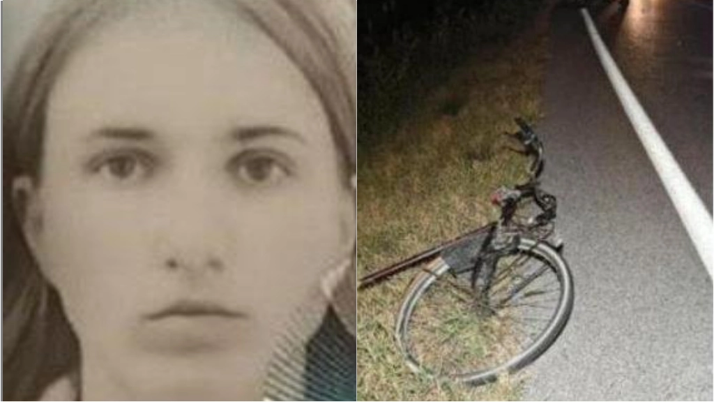 La vittima Valeria Spinu e la sua bicicletta, spezzata dalla forza dell'urto della moto