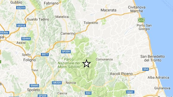 30 settembre, due scosse di terremoto con epicentro nell'Ascolano (Foto Ingv)