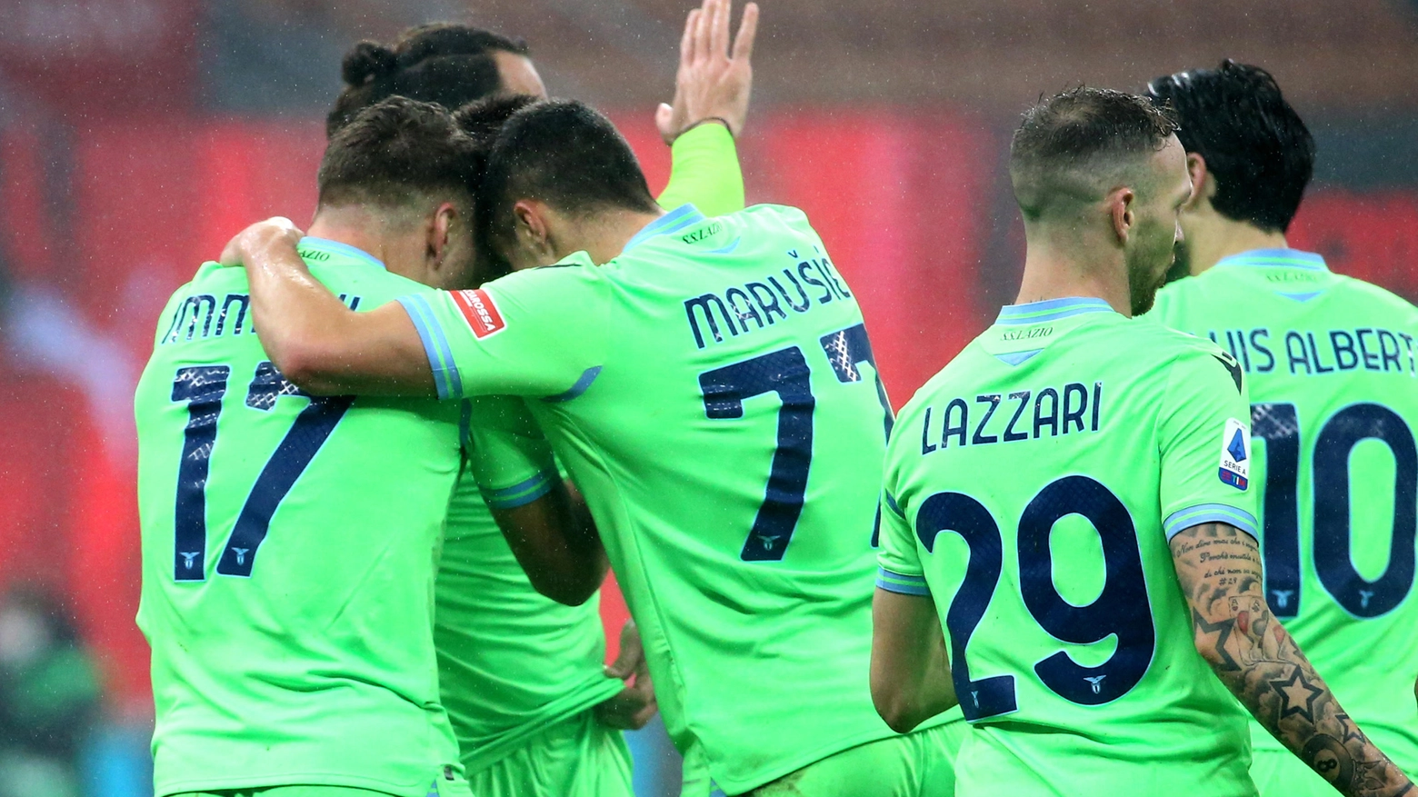 L'esultanza della Lazio al gol di Immobile