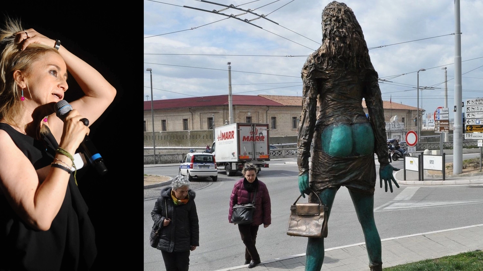 'Che tempo che fa', Littizzetto (foto Serra) critica la statua Violata (Antic)