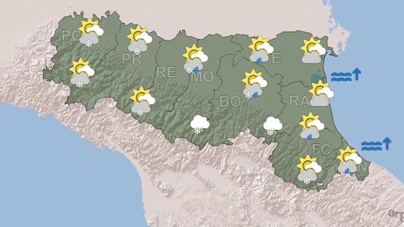 Meteo domani: neve in Emilia Romagna