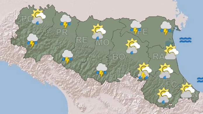 Allerta meteo: temporali in arrivo in Emilia Romagna martedì 13 luglio (Esri Arpae)