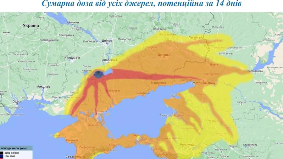 Simulazione della diffusione della radioattività in caso di incidente a Zaporizhzhia