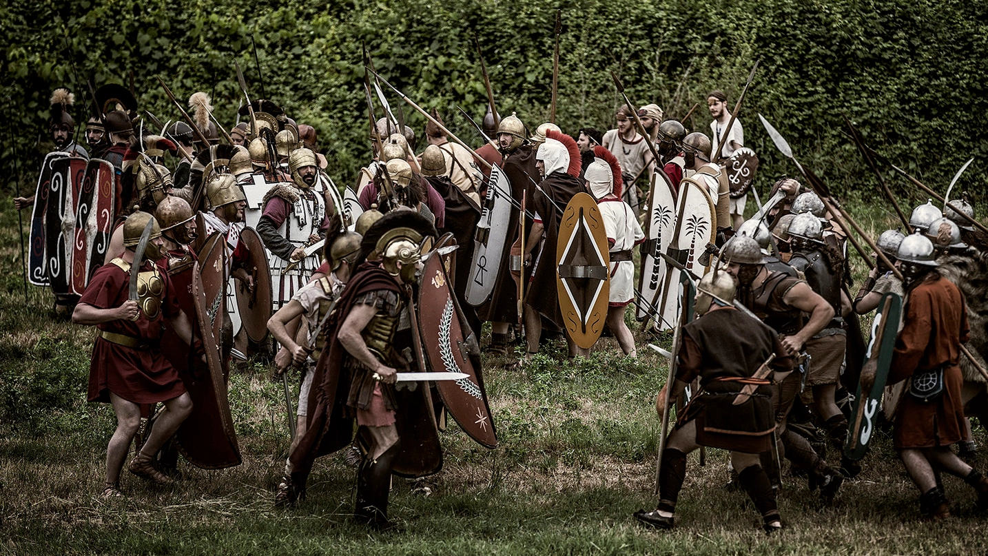 La battaglia da romani e cartaginesi (Fotoprint)