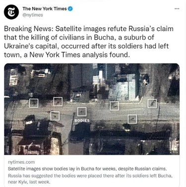 Massacro di Bucha, una foto smentisce i russi: non è una messa in scena