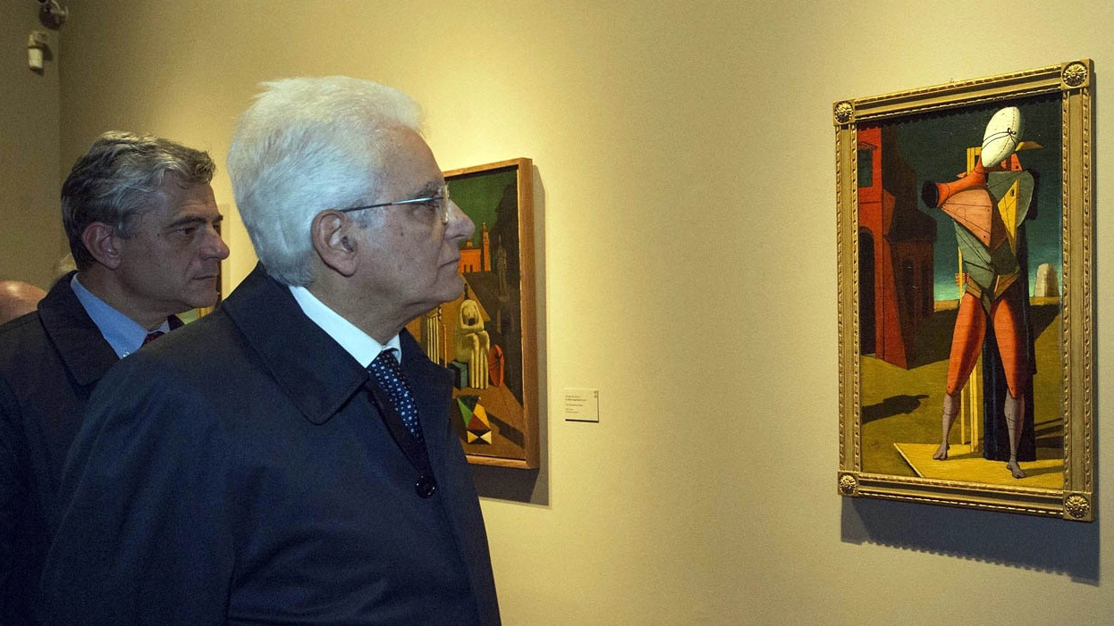 Il presidente Sergio Mattarella ai Diamanti il giorno dell’inaugurazione di ‘De Chirico a Ferrara’