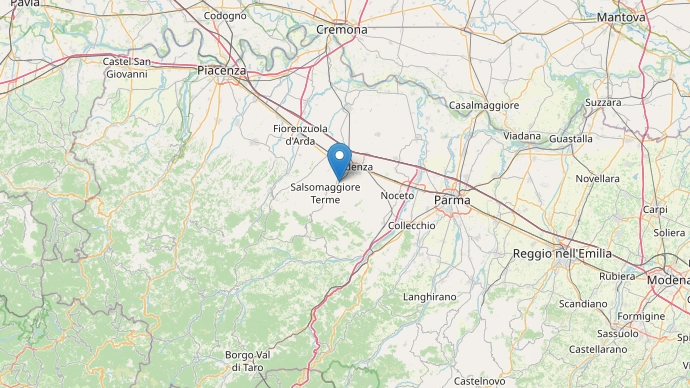 Epicentro del terremoto di oggi a Salsomaggiore Terme, Parma