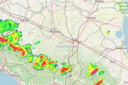 I temporali in evoluzione oggi in Emilia Romagna