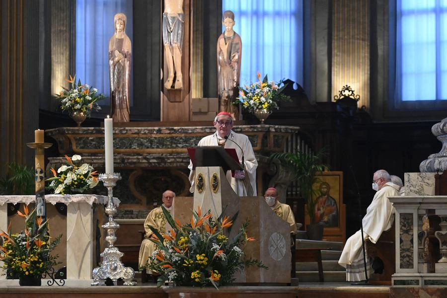 La messa di Pasqua con l'arcivescovo di Bologna Matteo Maria Zuppi