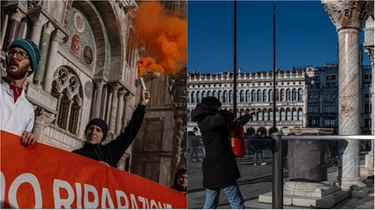 Fango contro la basilica di San Marco: gli attivisti per il clima imbrattano il luogo simbolo di Venezia
