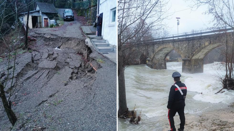 Bad weather in Emilia Romagna: Warning for rivers and closed bridges.  Landslide in Modena area, a family evacuated