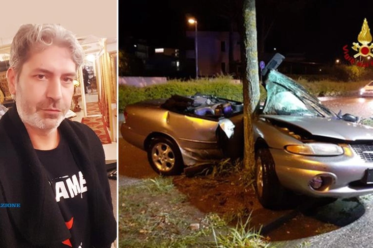 Il 4enne Andrea Tegon e la sua auto dopo l'incidente di Jesolo  