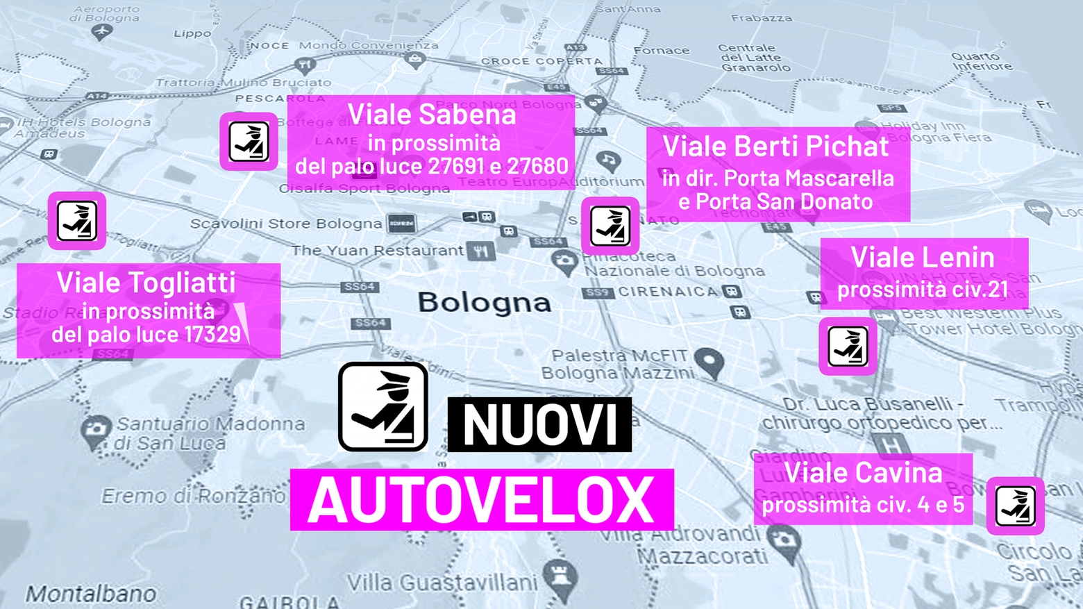Bologna, la mappa dei cinque nuovi autovelox