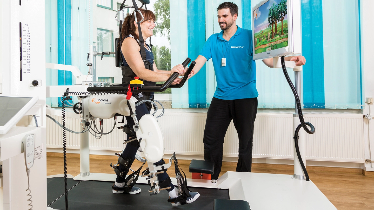 Il robot Lokomat Pro, un esoscheletro utilizzato per recuperare la mobilità