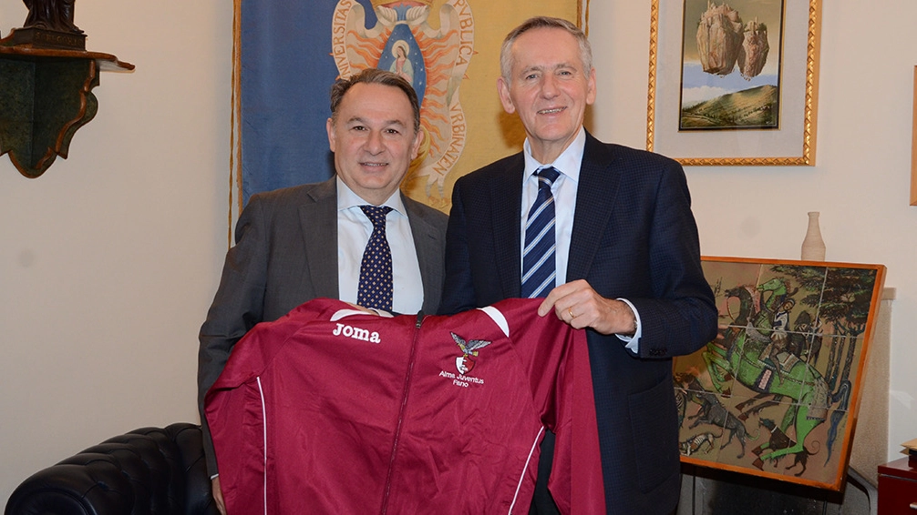 Il presidente dell’Alma Juventus Fano Claudio Gabellini e il Rettore Vilberto Stocchi