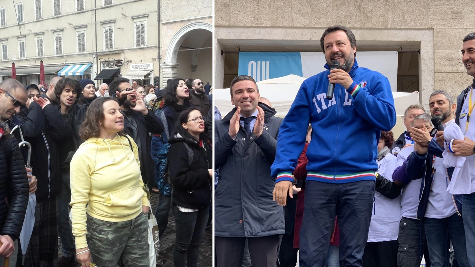 Salvini a Pesaro, pochi i contestatori