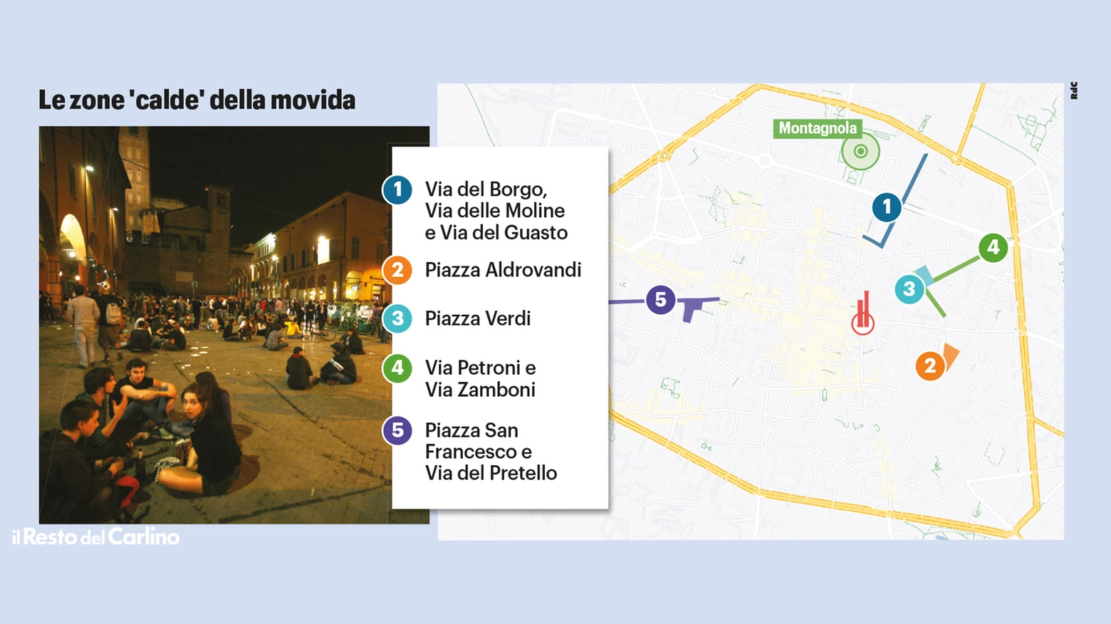 Ecco la mappa della movida selvaggia a Bologna