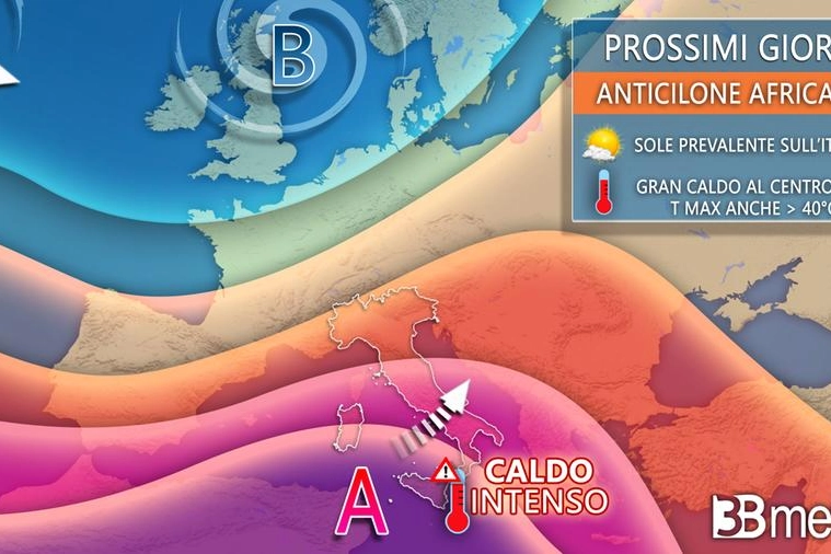 L'ondata di caldo africano sull'Italia (3bmeteo)